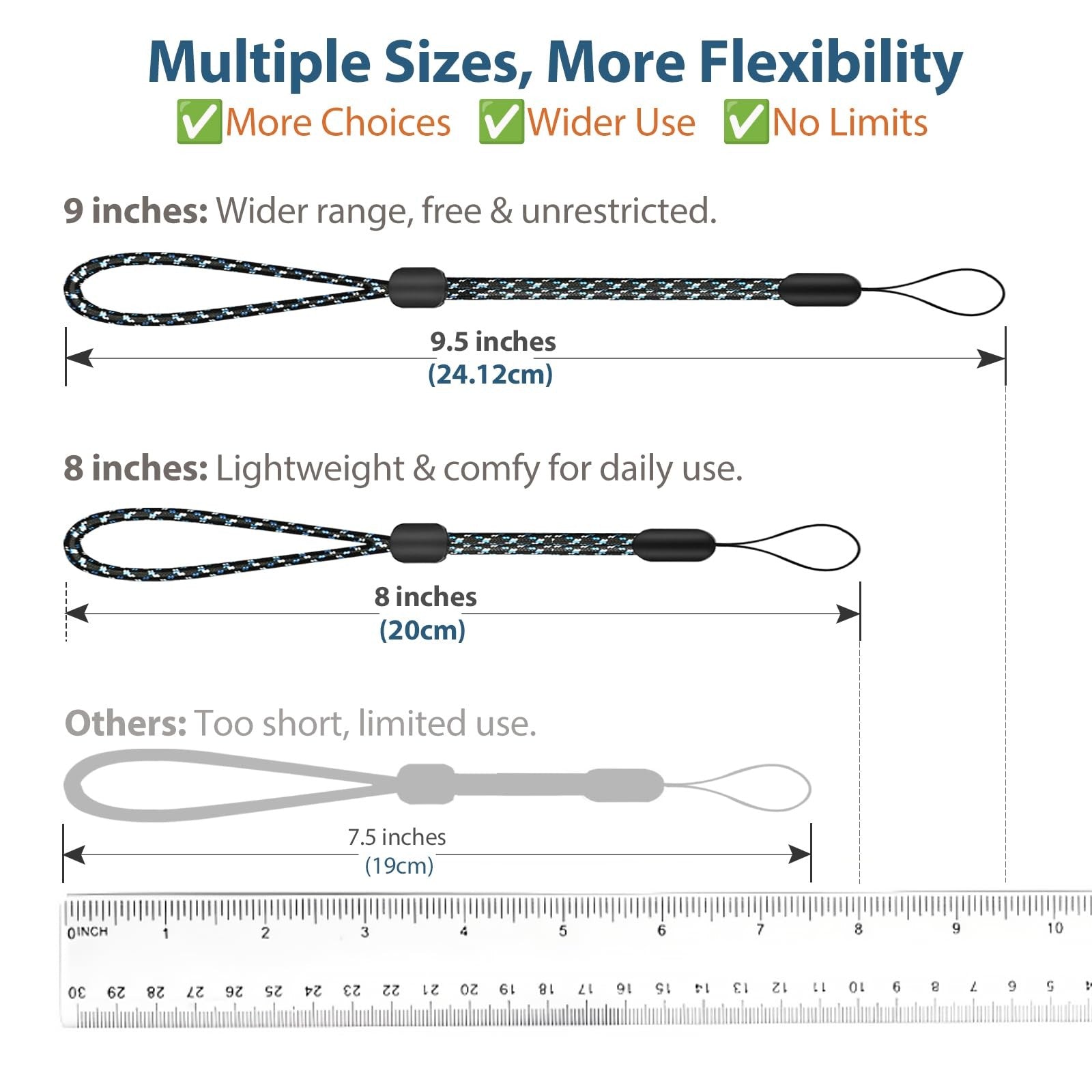 Wrist Strap Lanyard Adjustable Nylon Keychain Phone Camera Secure Carry on Daily