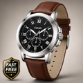 Mens Leather Dress Watch Quartz Roman Numeral Classic Business Watch Waterproof
