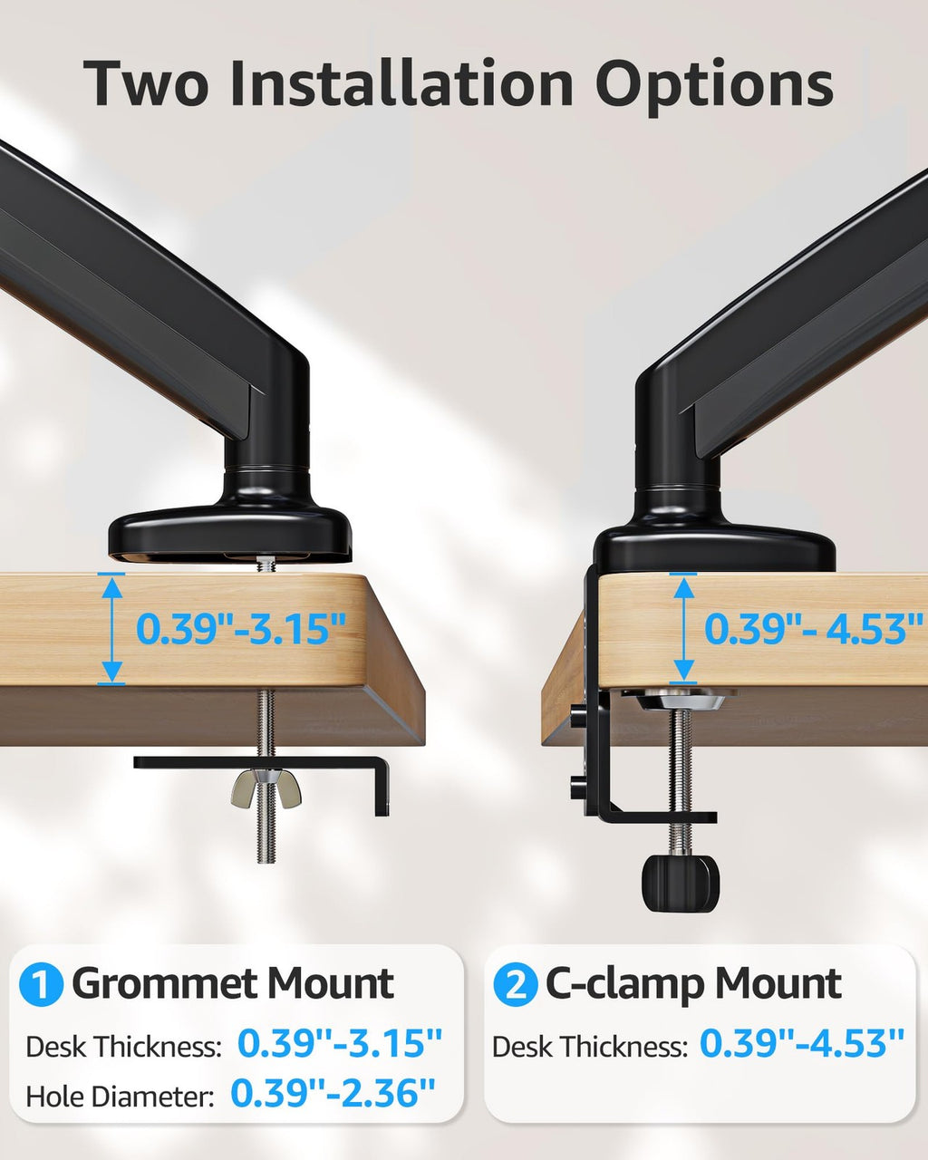 Single Monitor Desk Mount Arm for 17-32" Screens Holds 4.4-17.6 lbs VESA 75/100