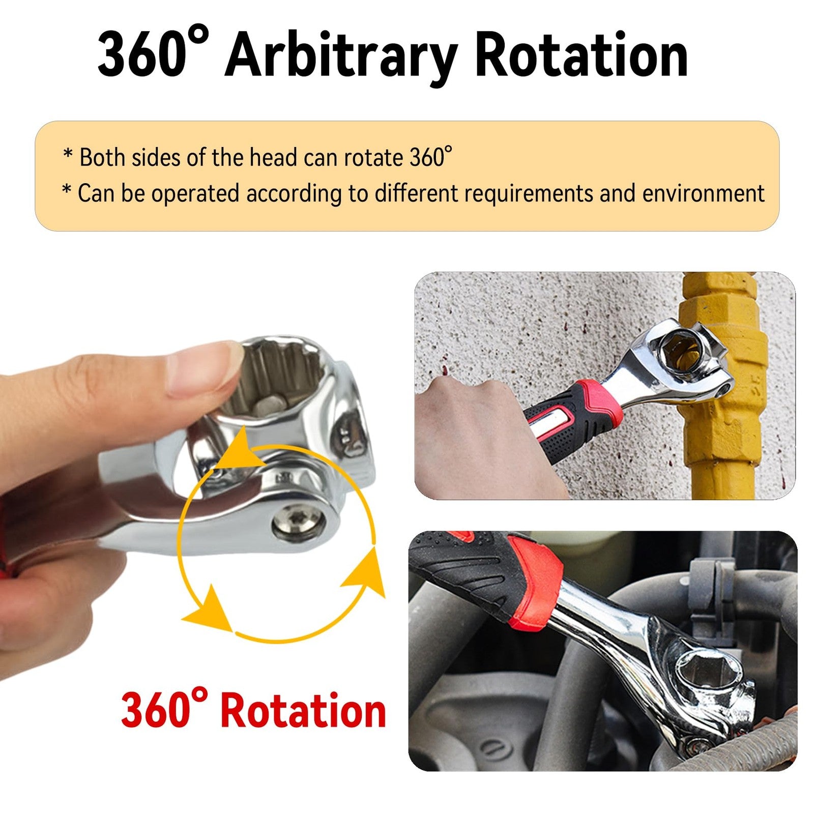 8-in-1 Universal Socket Wrench – 360° Multi-Size Ratchet Tool