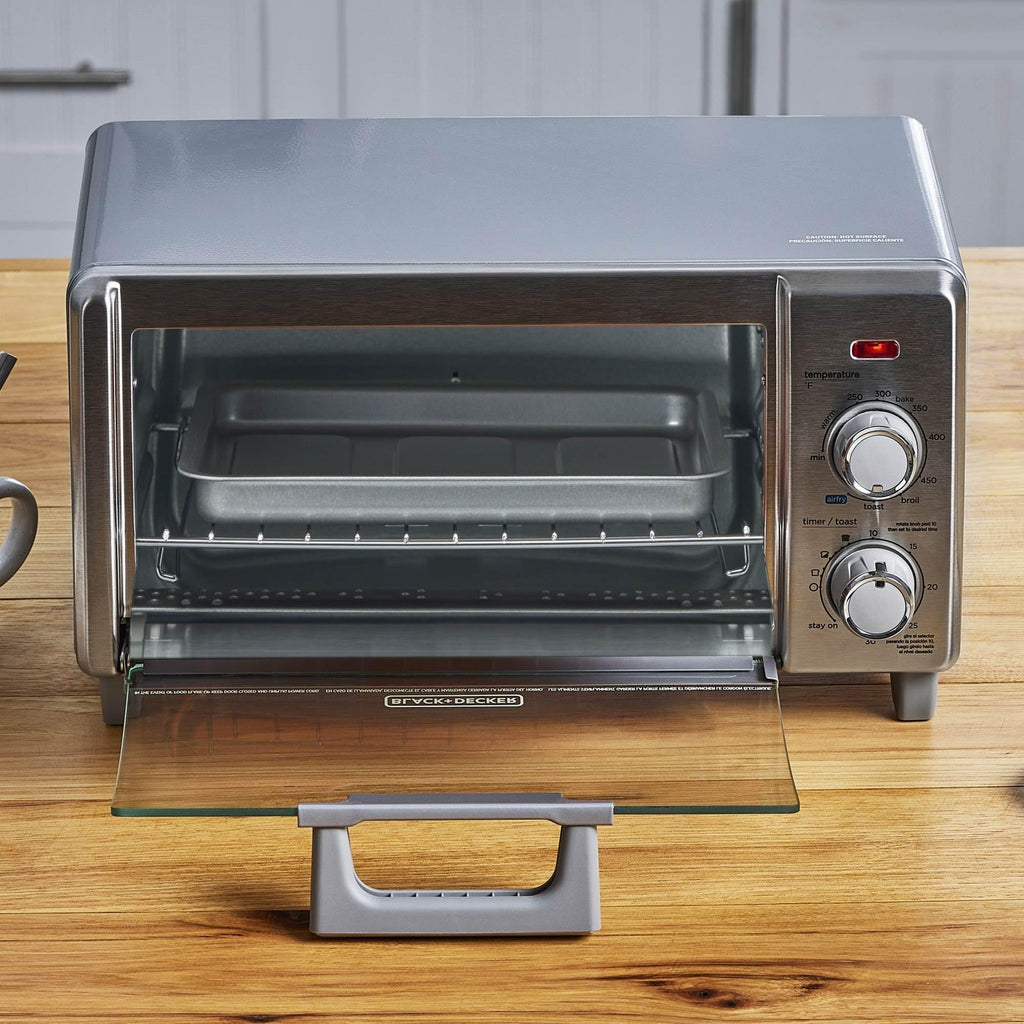 BLACK+DECKER 5-in-1 Air Fry Toaster Oven 4-Slice Fits 9” Pizza slice