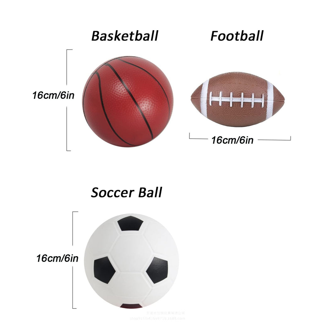 SPDTECH Kids Sports Balls Set 6 Inch Soccer Basketball Football w Pump 3 Pack