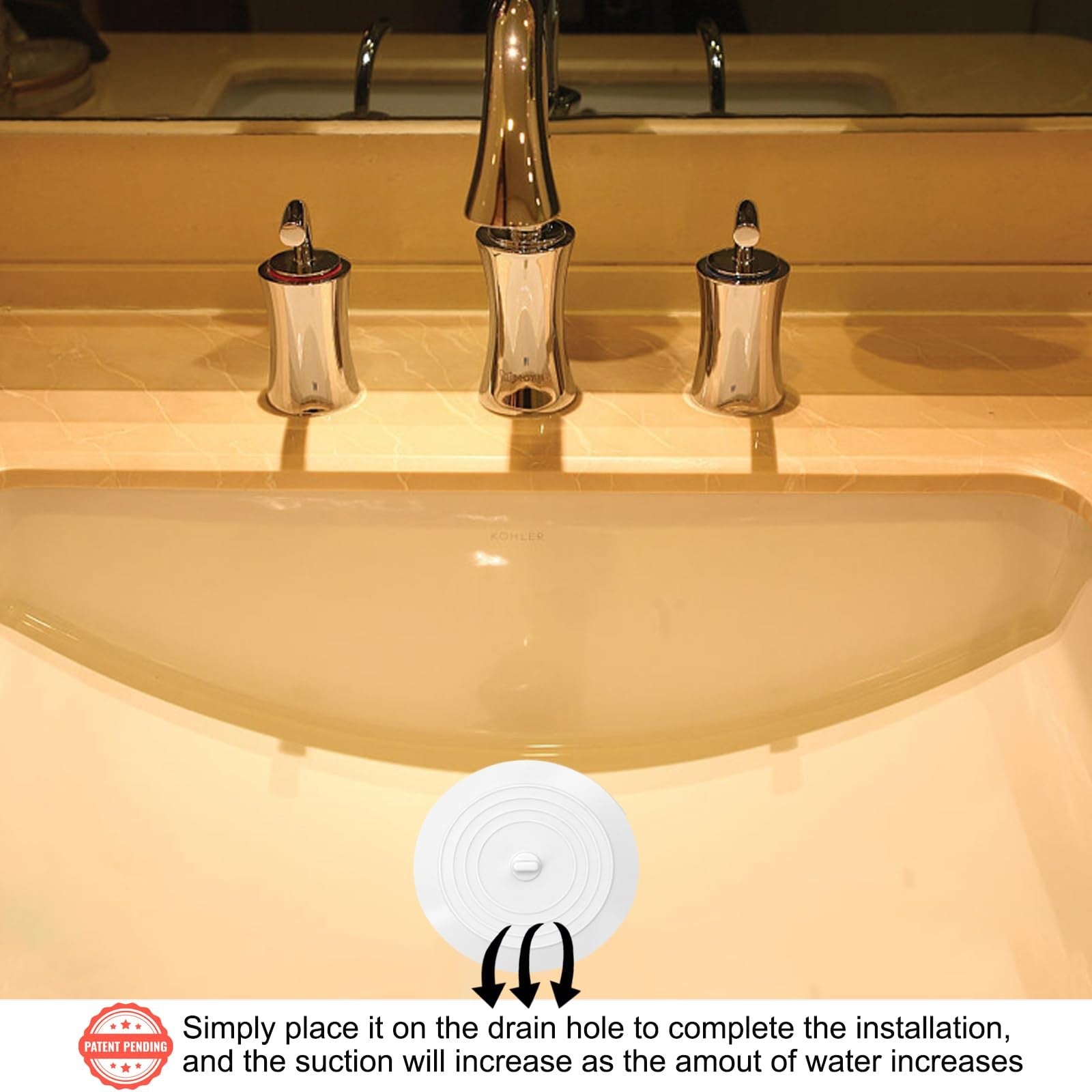 Silicone Tub Drain Stopper 2 Pack LG Suction Cover Hair Block Bathroom Kitchen