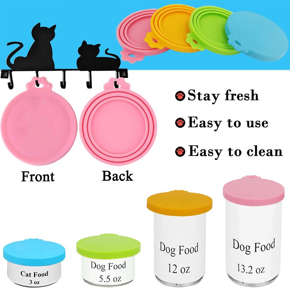 4 Pack Silicone Pet Food Can Lids Covers Fits Most Dog Cat Food Cans Multicolor