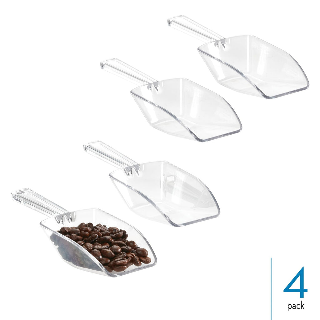 iDesign Set of 4 Large Plastic Scoops 1/3 Cup Clear for Pet Food Coffee Dry