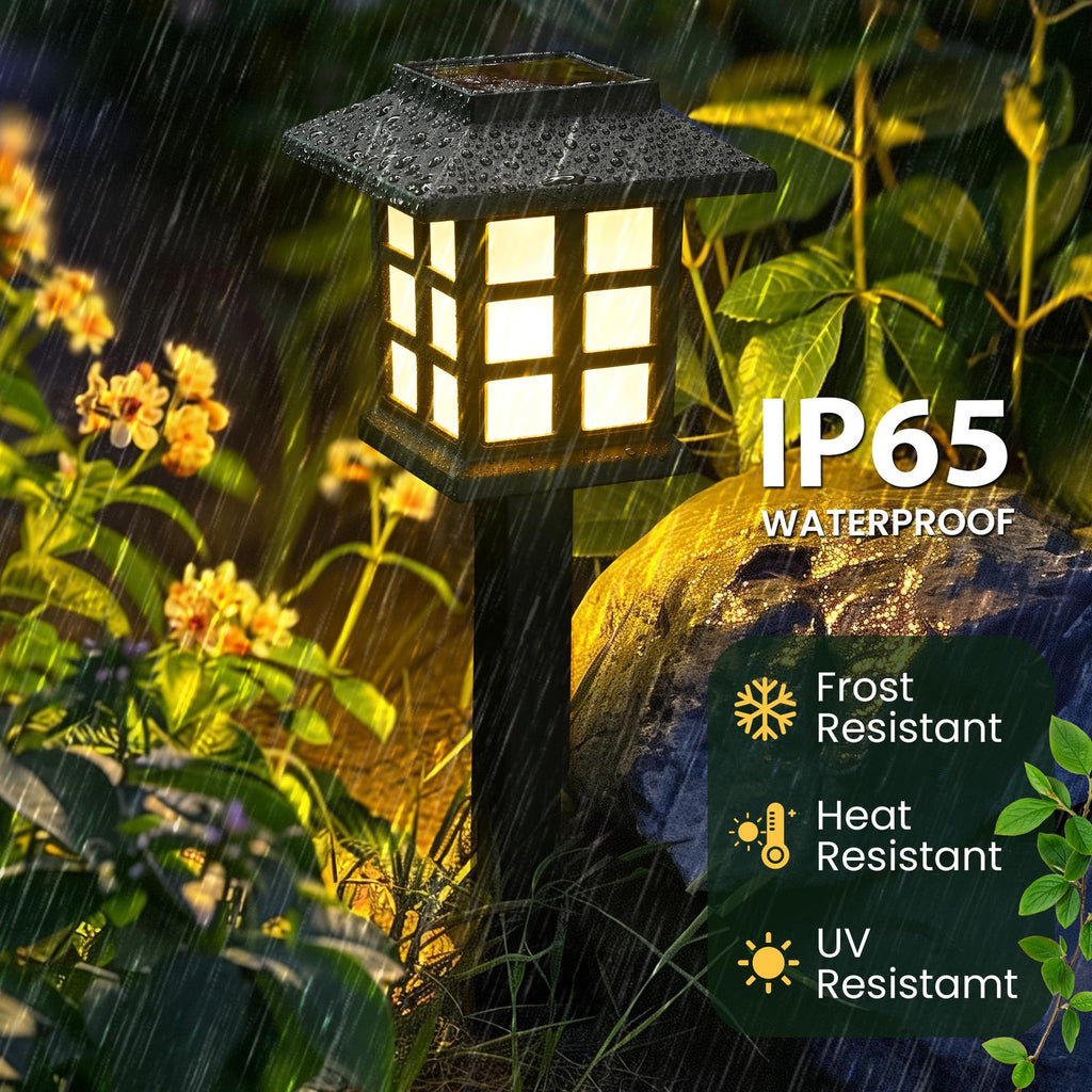 IGALUMI 12 Pack Solar Pathway Lights Outdoor Waterproof Auto On/Off LED Black