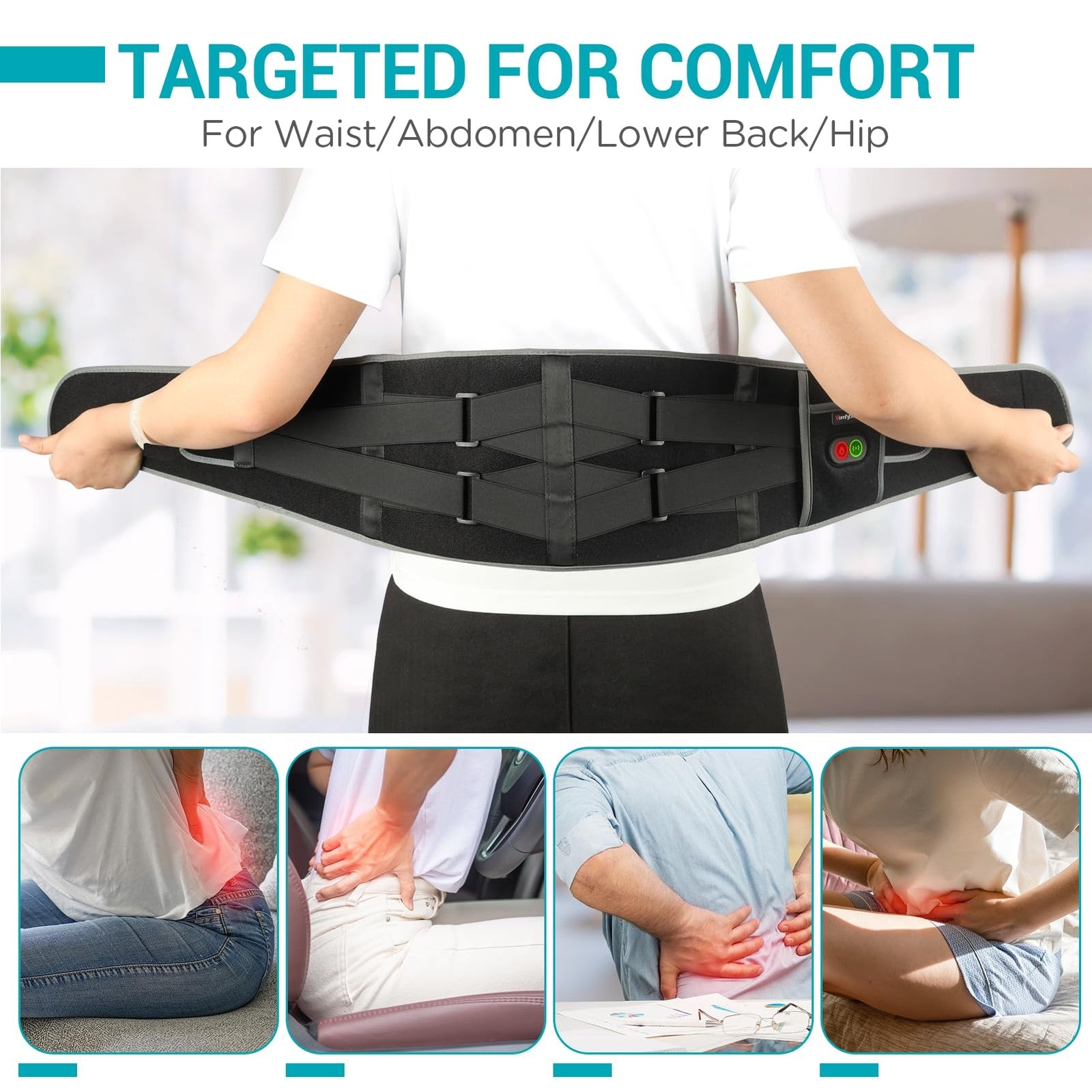 Comfytemp Cordless Heating Pad Massager Rechargeable Back Waist Heat Belt
