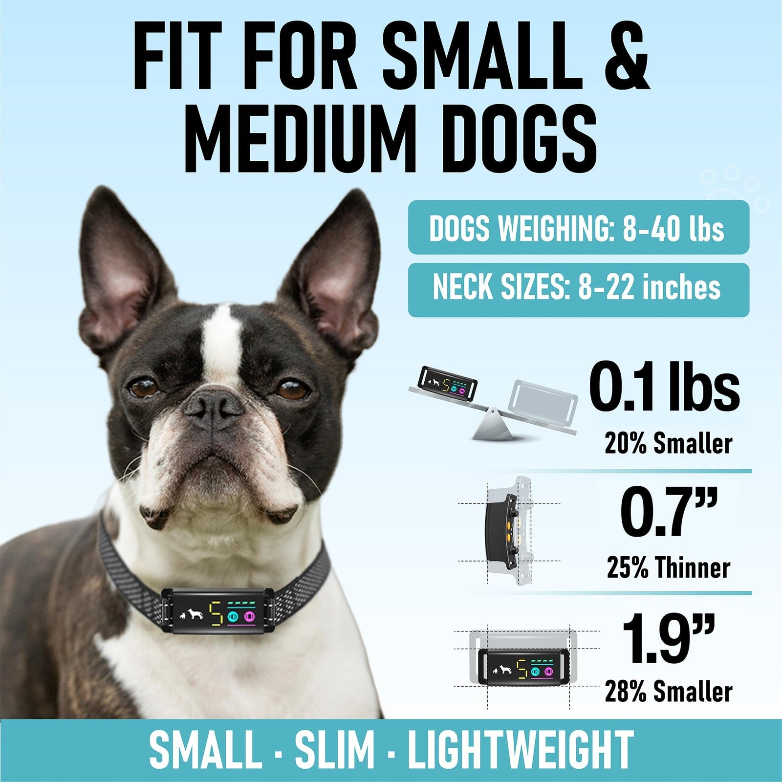 No Shock Bark Collar Small Dogs Beep Vibration Humane Waterproof Rechargeable