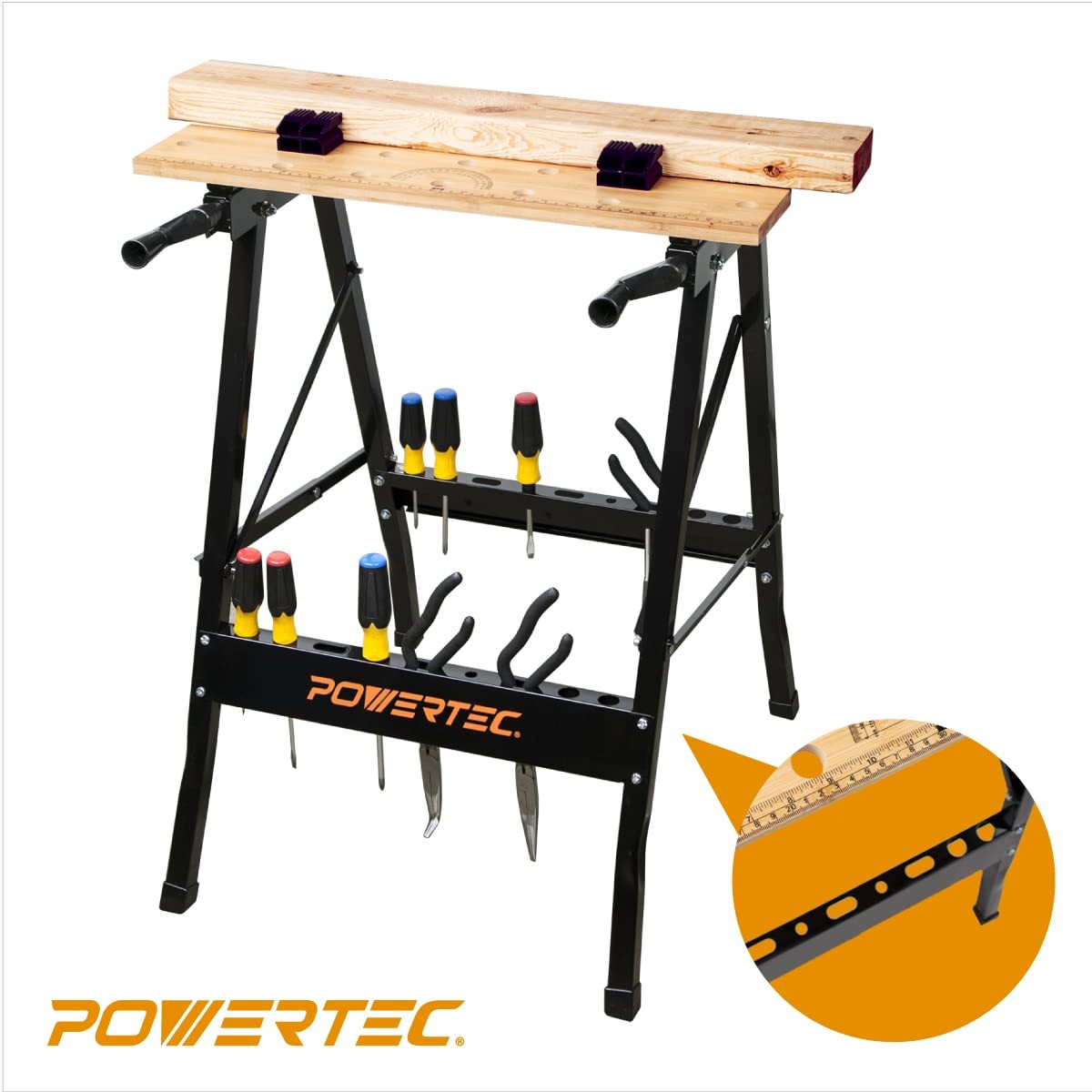 Portable Folding Workbench with Vise Bamboo Top Bench Dogs Woodworking