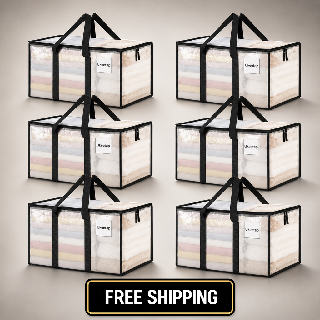 8 Pack Extra Large Heavy Duty Moving Bags Clear Storage Bins with Lids Reinforce