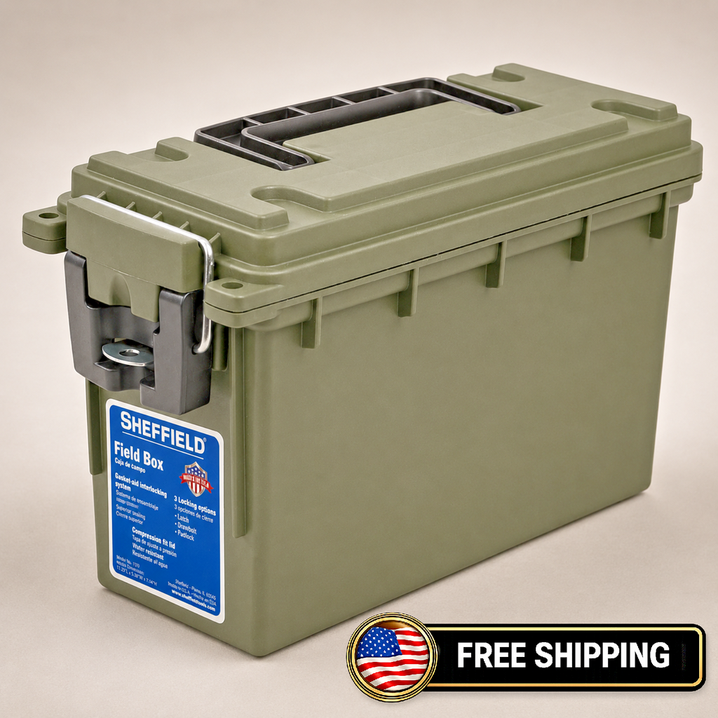 Sheffield .30 Cal Ammo Storage Box Stackable Lockable Water Resistant Case