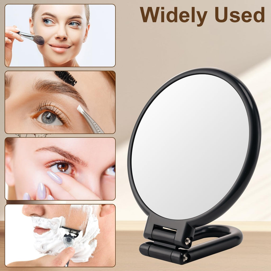 BOOMIBOO Handheld Magnifying Mirror 10X Foldable Travel Makeup Desk Vanity Black