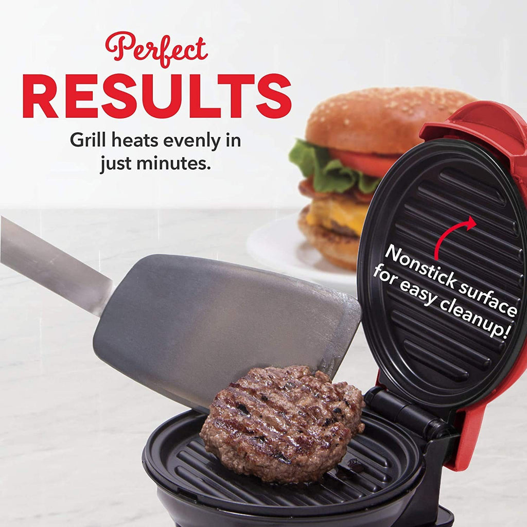 DASH Mini Maker Grill 4in Nonstick Panini Press Burger Sandwich Maker Red