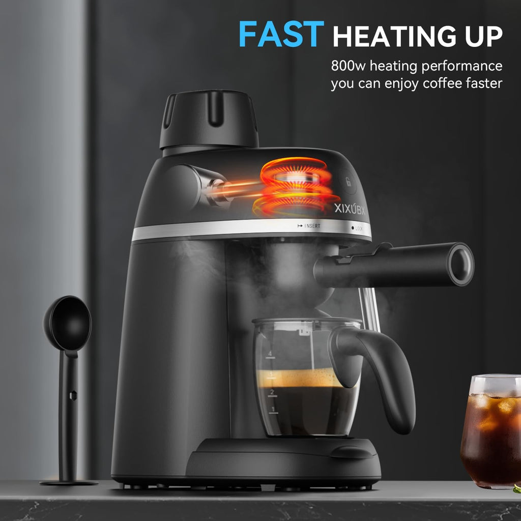 Espresso Coffee Machine 3.5 Bar 800W Steam Wand Cappuccino Latte Compact Home