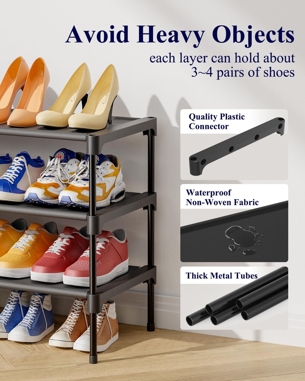Kitsure Shoe Rack, Non-Woven Shoe Rack Shelf Shoe Organizer for Closet Entryway,