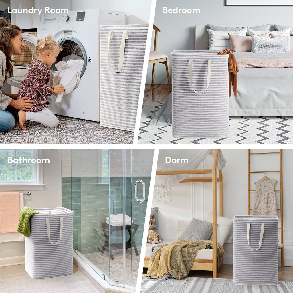 2 Pack Laundry Basket 80L Each Collapsible Clothes Hamper with Reinforced Handle