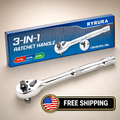 Ryrura 3-IN-1 Ratchet Handle,1/4",3/8",1/2 '' Drive- Wrench 72-Tooth Reversible