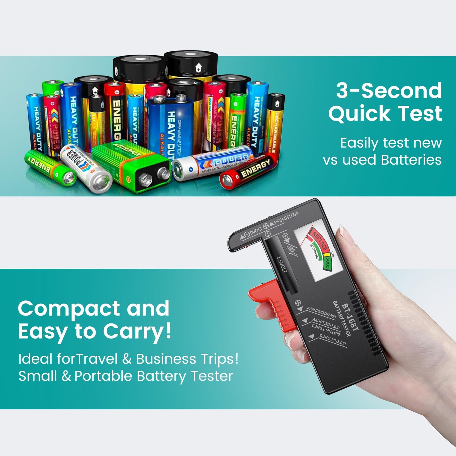 Universal Battery Tester AA AAA C D 9V Button Cell Household Battery Checker