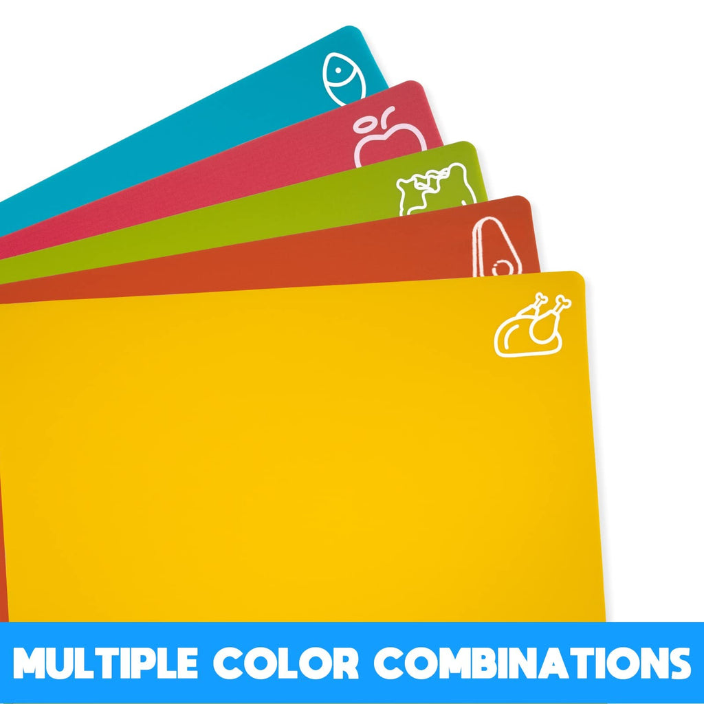 5 Pieces Flexible Cutting Boards, BPA Free Plastic Cutting Boards for Kitchen