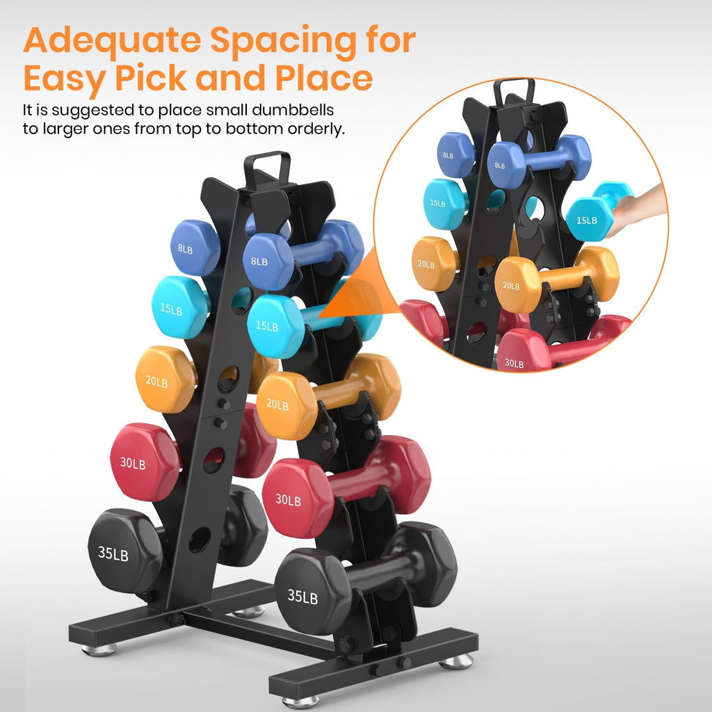 TomCare 5-Tier Dumbbell Rack Stand Metal A-Frame Weight Holder Home Gym