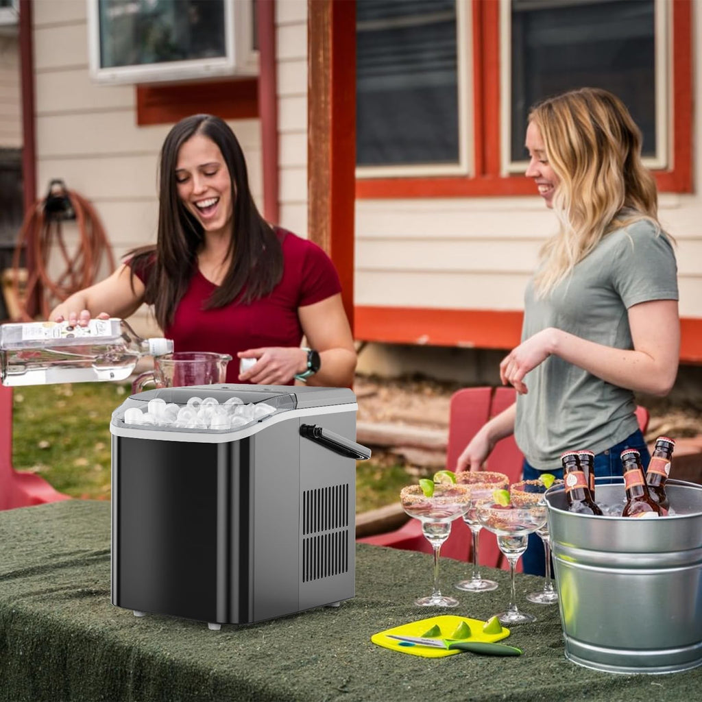 Portable Countertop Ice Maker 26lb/24H 9 Bullet Ice Cubes Basket Scoop Black