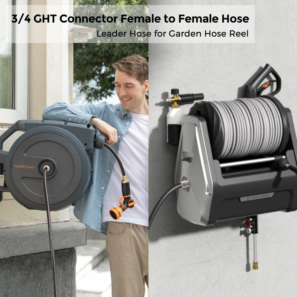 Giraffe Tools 5/8" x 8 ft Garden Hose F/F 600 PSI No Kink Heavy Duty Rubber