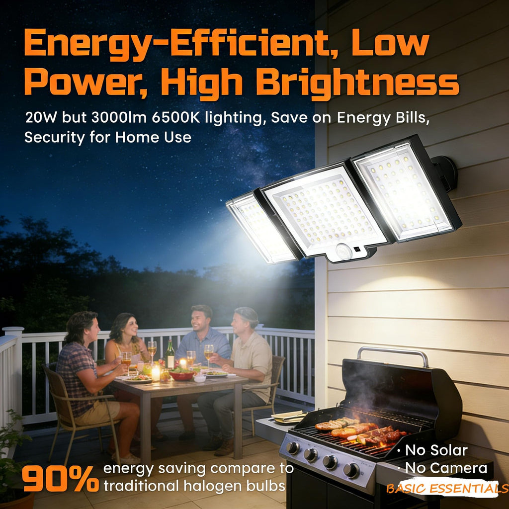 LED Security Motion Sensor Outdoor Lights 6500K Remote Control Floodlights, Dusk