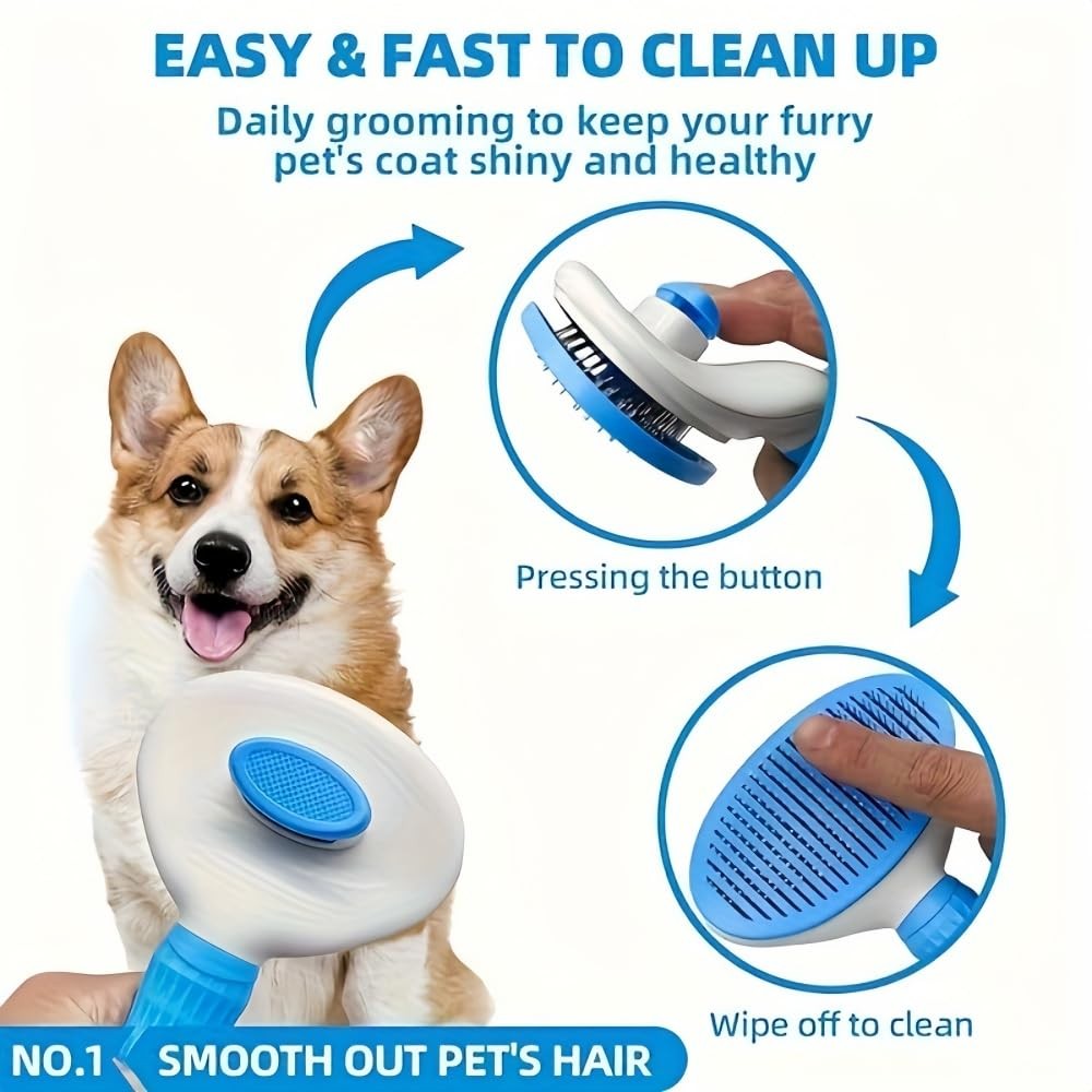 JRKOETY Cat Brush Self Cleaning Ergonomic Handle, Slicker Cat Brush with Release