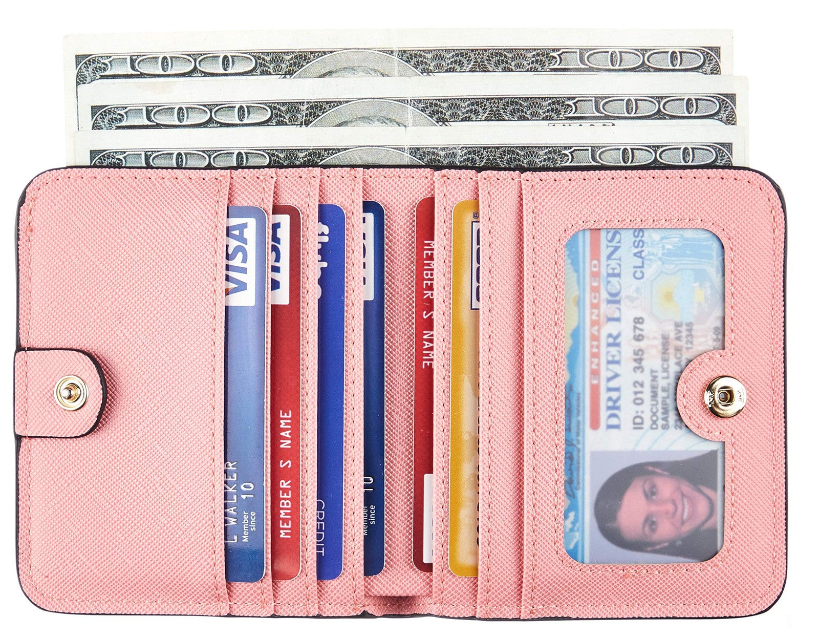 Toughergun Slim RFID Leather Wallet for Women Compact Bifold ID Coin Zip