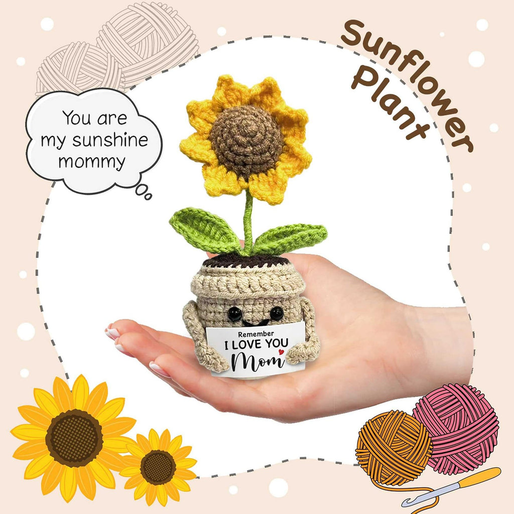 Crochet Sunflower Gift for Mom Handmade Cute Keepsake Desk Decor Home