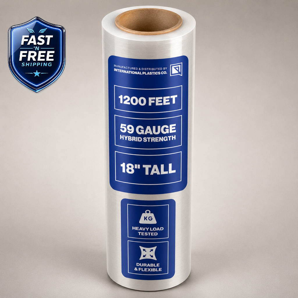 International Plastics 18" x 1200 ft Clear Stretch Film Wrap 500% Stretch 1 Roll