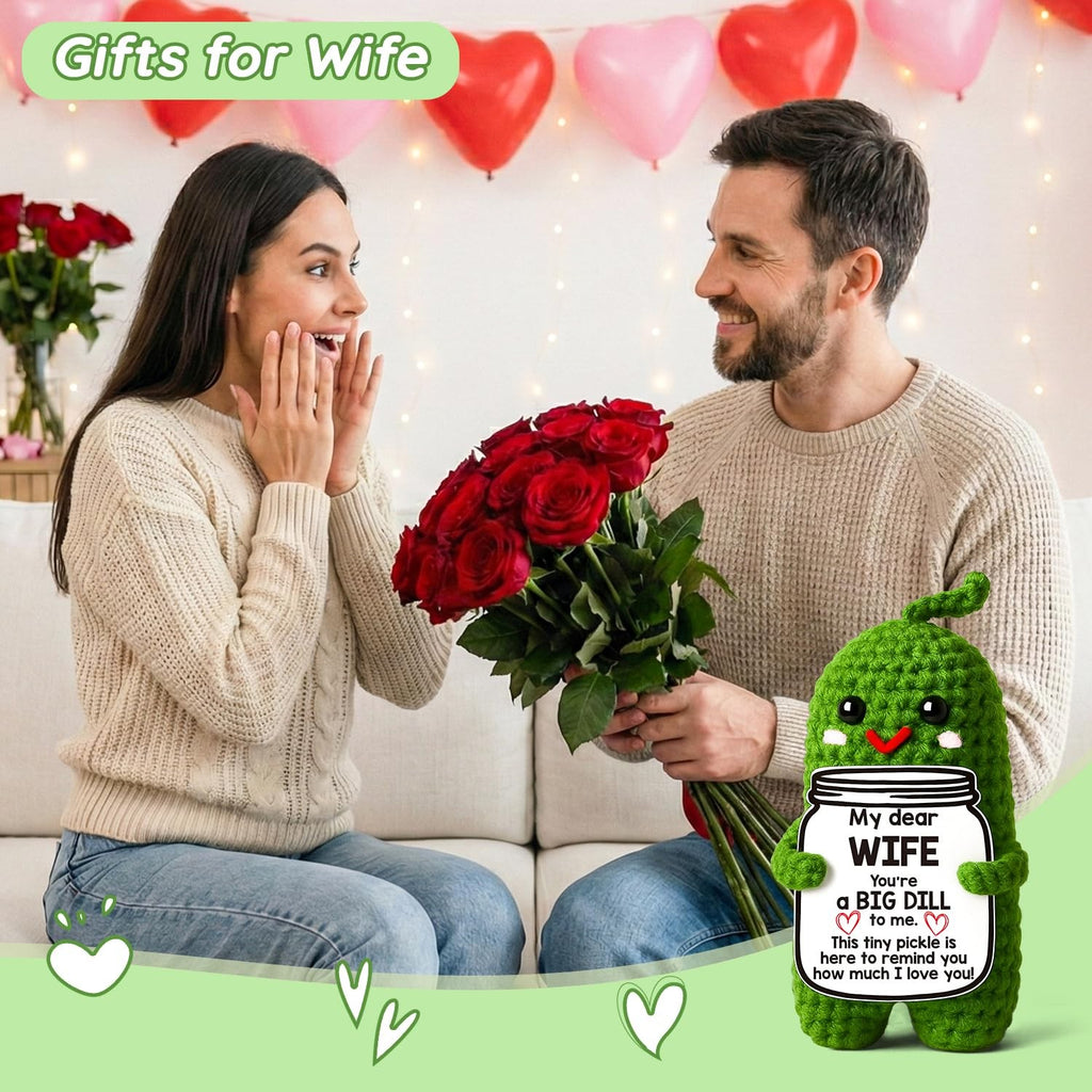 Crochet Pickle Gift for Wife Funny Romantic Keepsake Cute Desk Decor