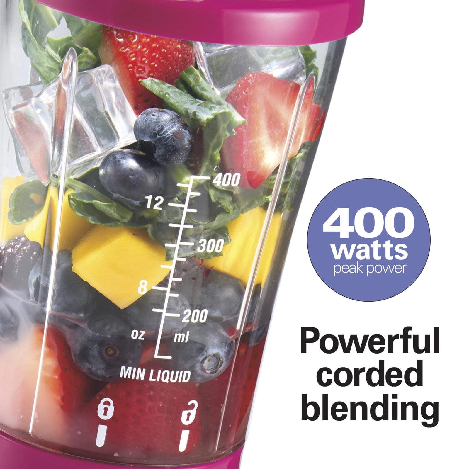Portable Smoothie Blender 14oz Travel Cup Easy One-Touch Shakes Home Gym Office