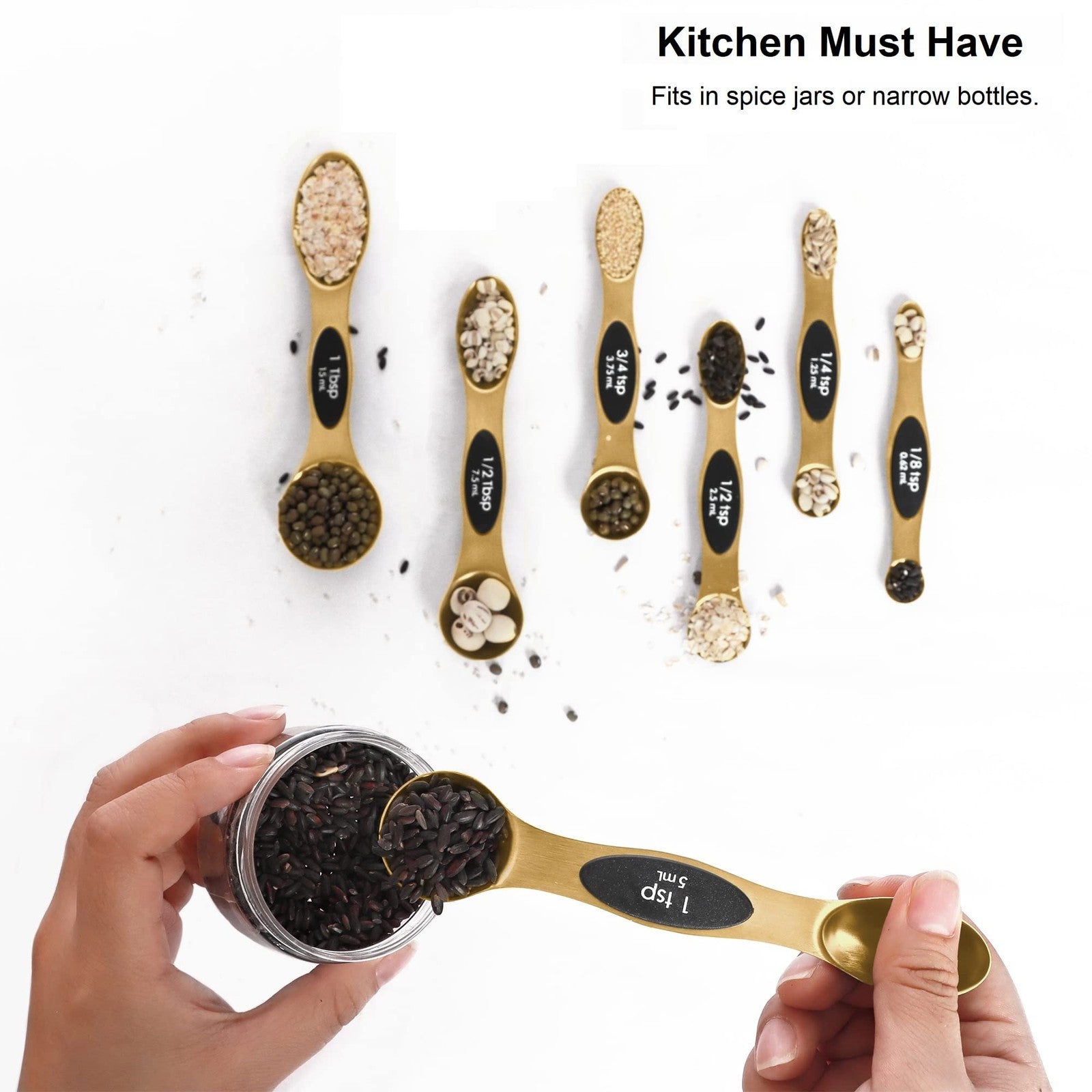 Magnetic Measuring Spoons Set Stainless Steel with Leveler Stackable