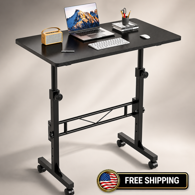 Adjustable Standing Desk Rolling Compact Sit Stand Workstation Small Space