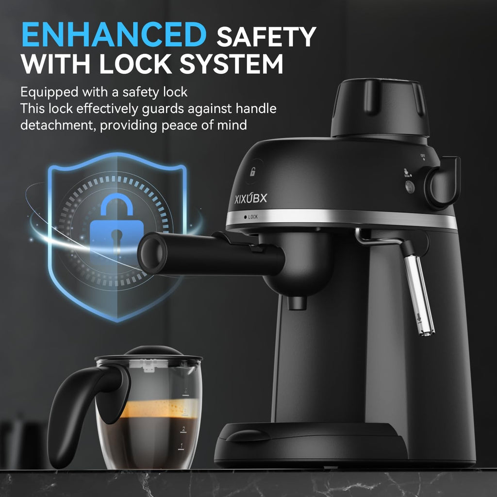 Espresso Coffee Machine 3.5 Bar 800W Steam Wand Cappuccino Latte Compact Home