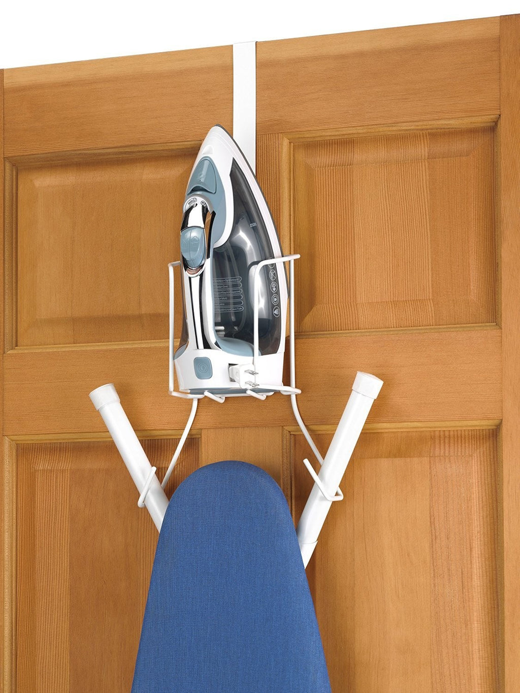 Wire Over The Door Ironing Caddy  Iron and Ironing Board Storage Organizer White