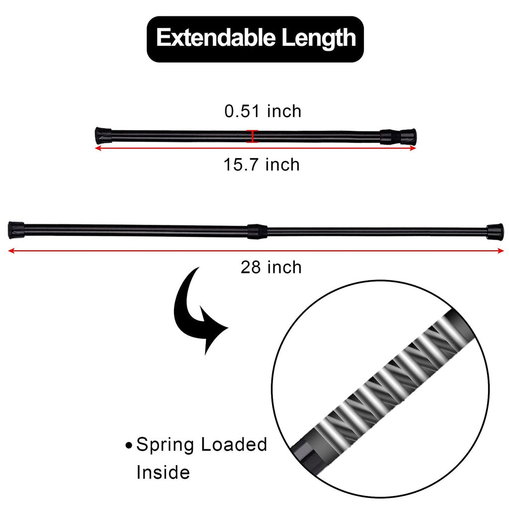 6 Pack Adjustable Tension Rods 15.7-28 Inch Black Cupboard Refrigerator Bars