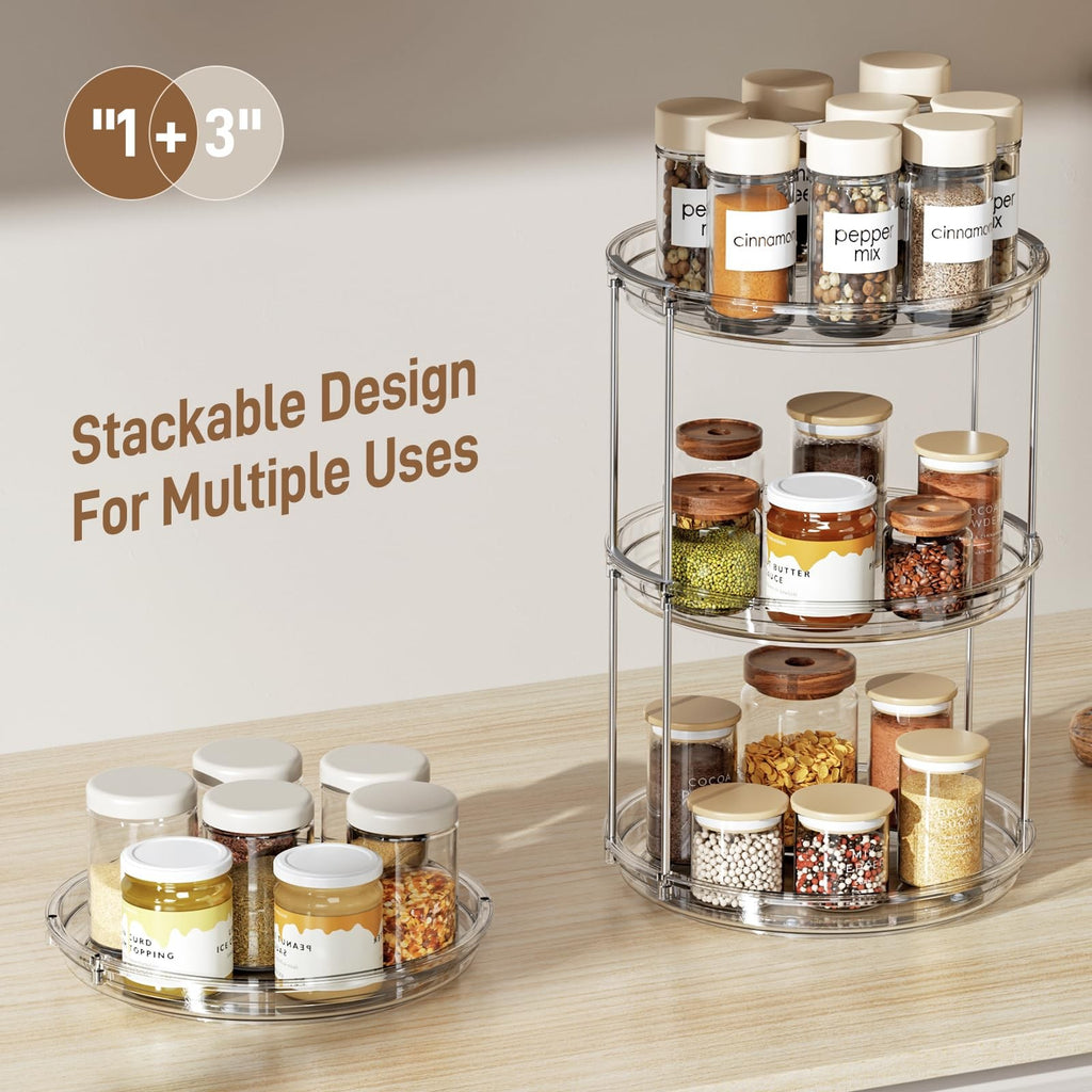 2 Tier Lazy Susan Turntable Organizer 9.25'' Rotating Spice Rack Organization