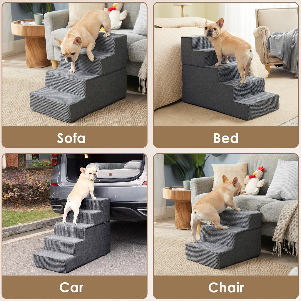 Dog Stairs for Bed 18" H 4-Step Non-Slip  for Indoor, Pet Steps for Small dogs