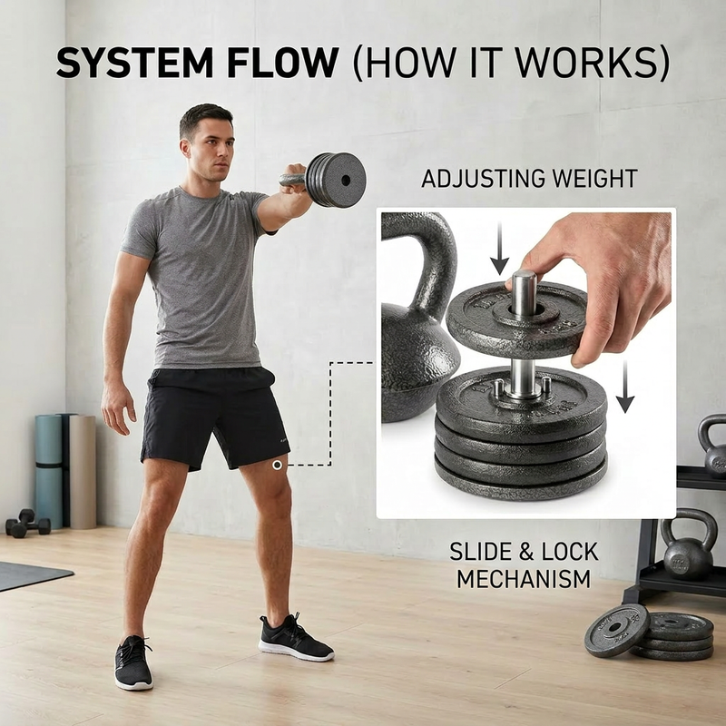 Apex Adjustable Kettlebell 20–50 lb Cast Iron Strength Training Home Gym