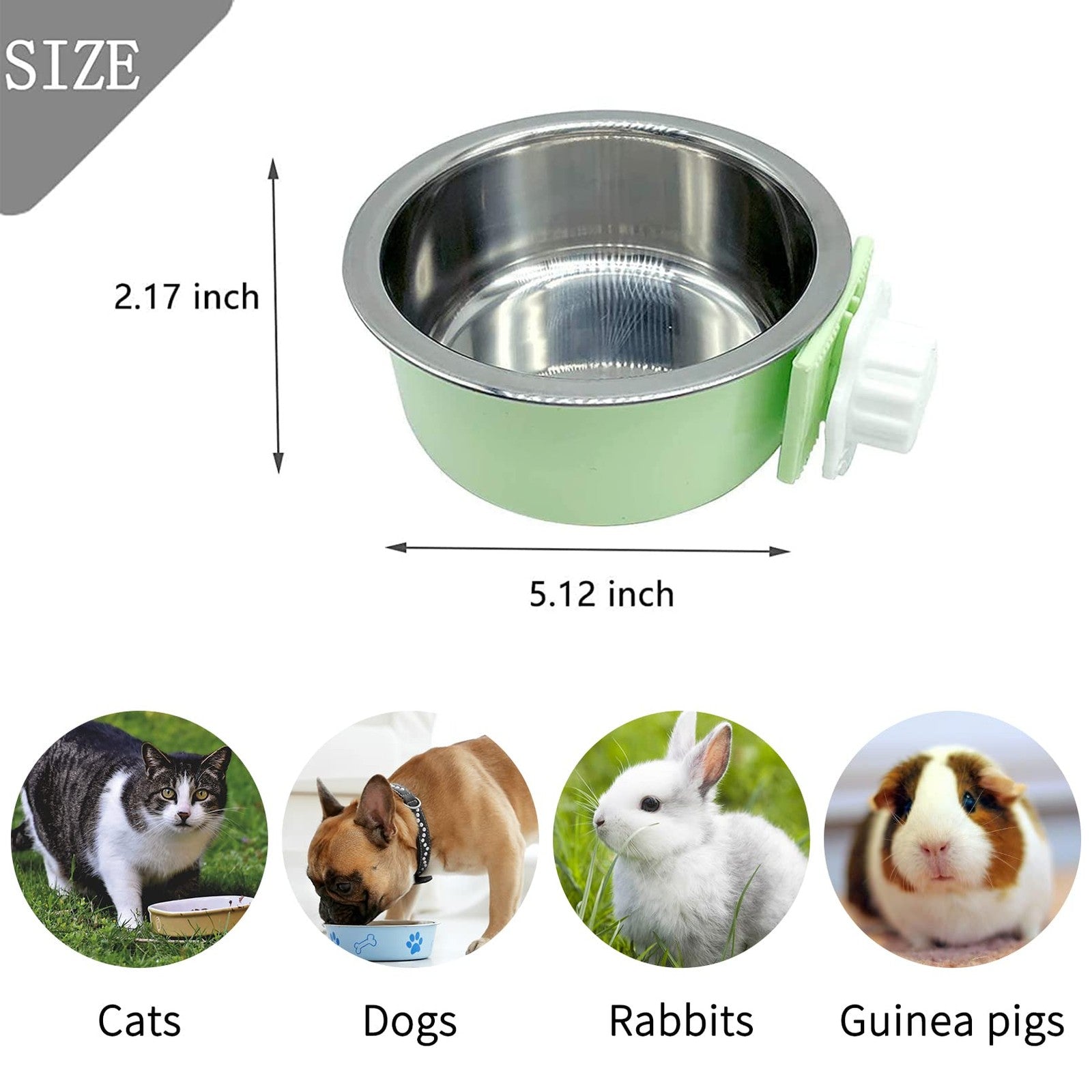Tfwadmx Crate Dog Bowl Cat Removable Stainless Steel Food and Water Hang Feeder