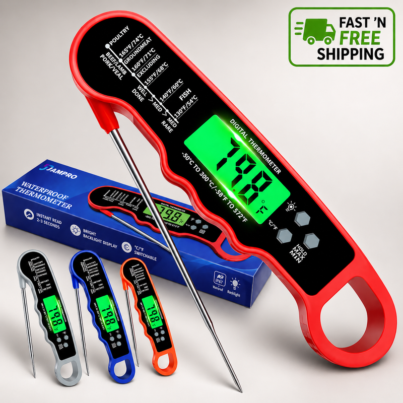Digital Meat Thermometer Instant Read Waterproof Backlight Kitchen Grill Cooking