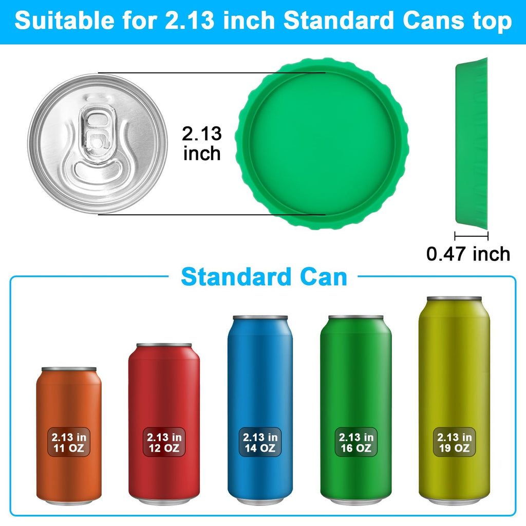 6 Pack Silicone Soda Can Lids Fits Standard Beer Pop Coke Juice Cans BPA Free