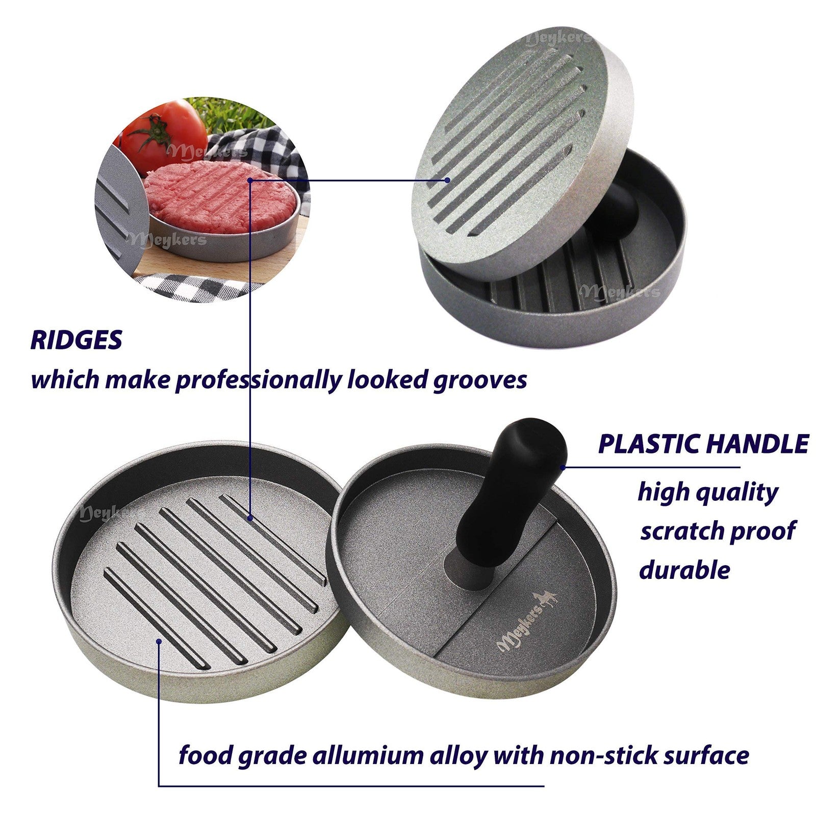 4.5" Hamburger Press Patty Maker w/150 Patty Papers Nonstick Burger Mold BPA
