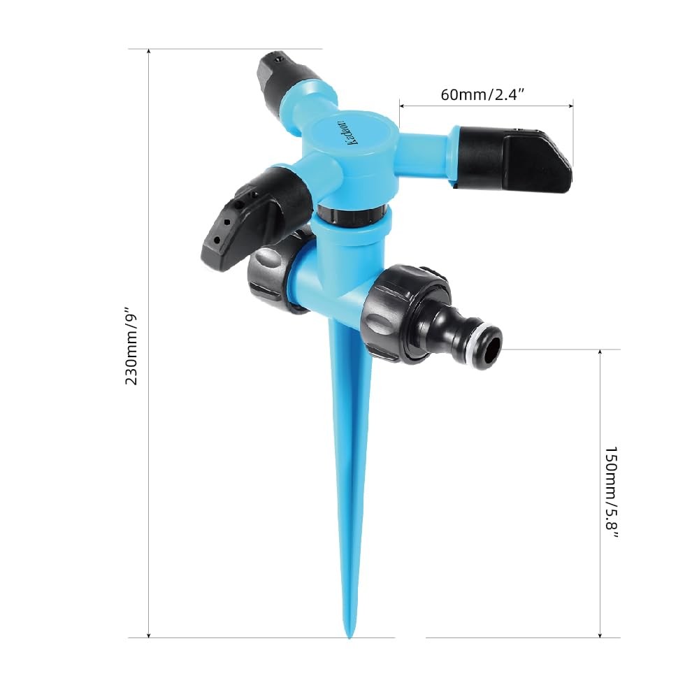 Kadaon 360° Rotating Lawn Sprinkler Adjustable Weighted 3/4" GHT Garden