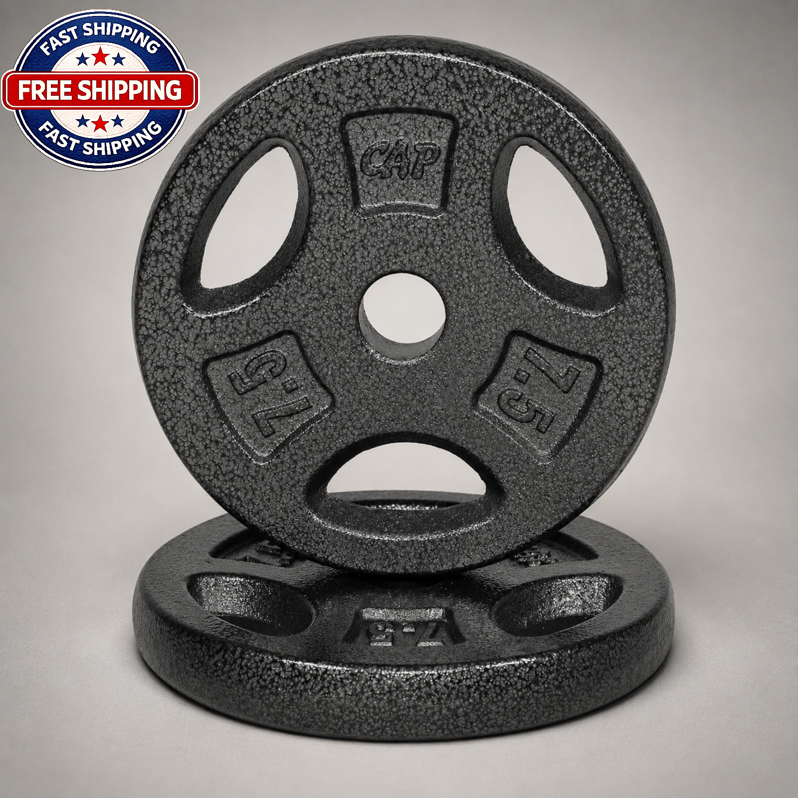 CAP Barbell Standard 1-Inch Grip Weight Plates 7.5 lbs BLACK, Pack (x2)