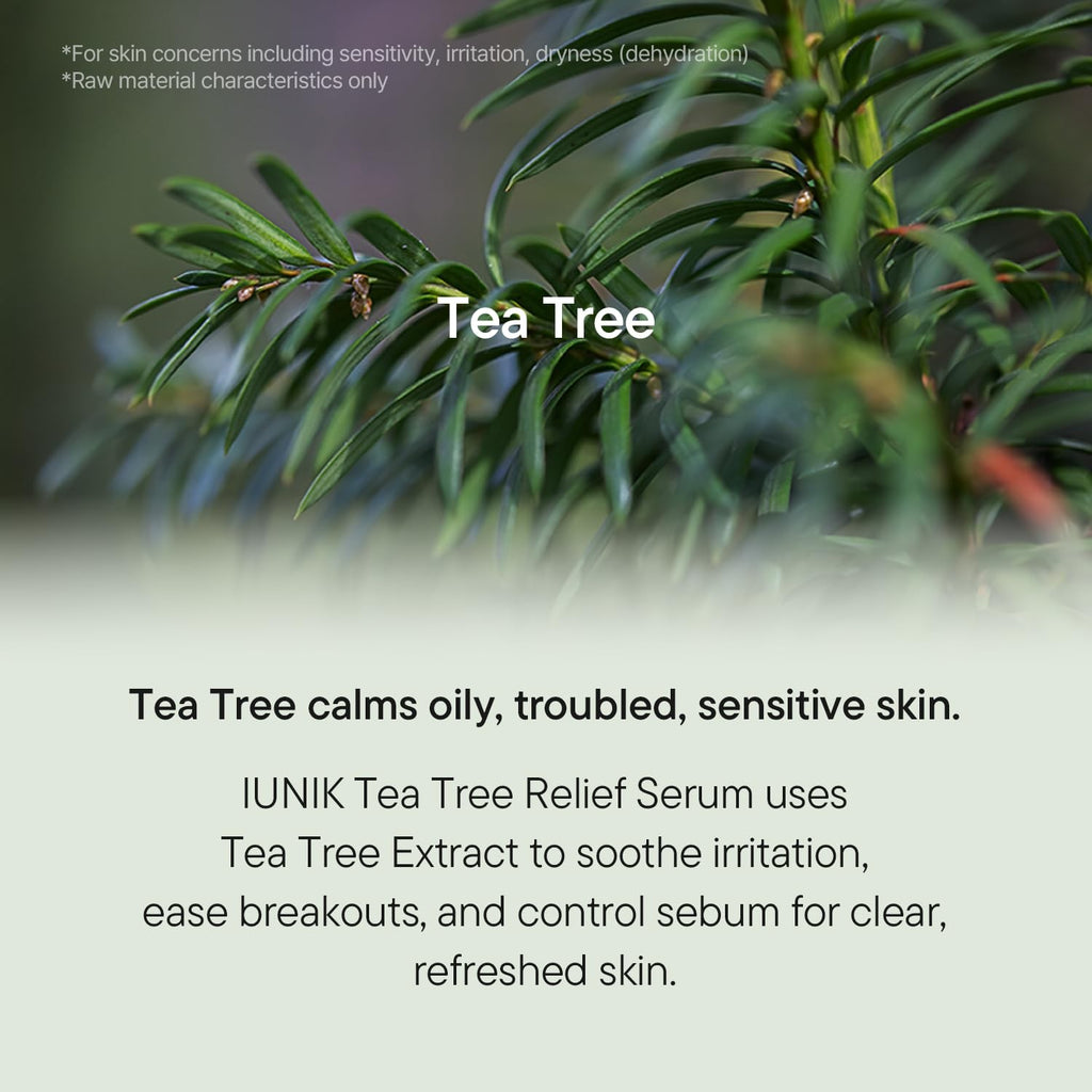IUNIK Tea Tree Relief Serum – Tea Tree & Centella Asiatica Lightweight Vegan