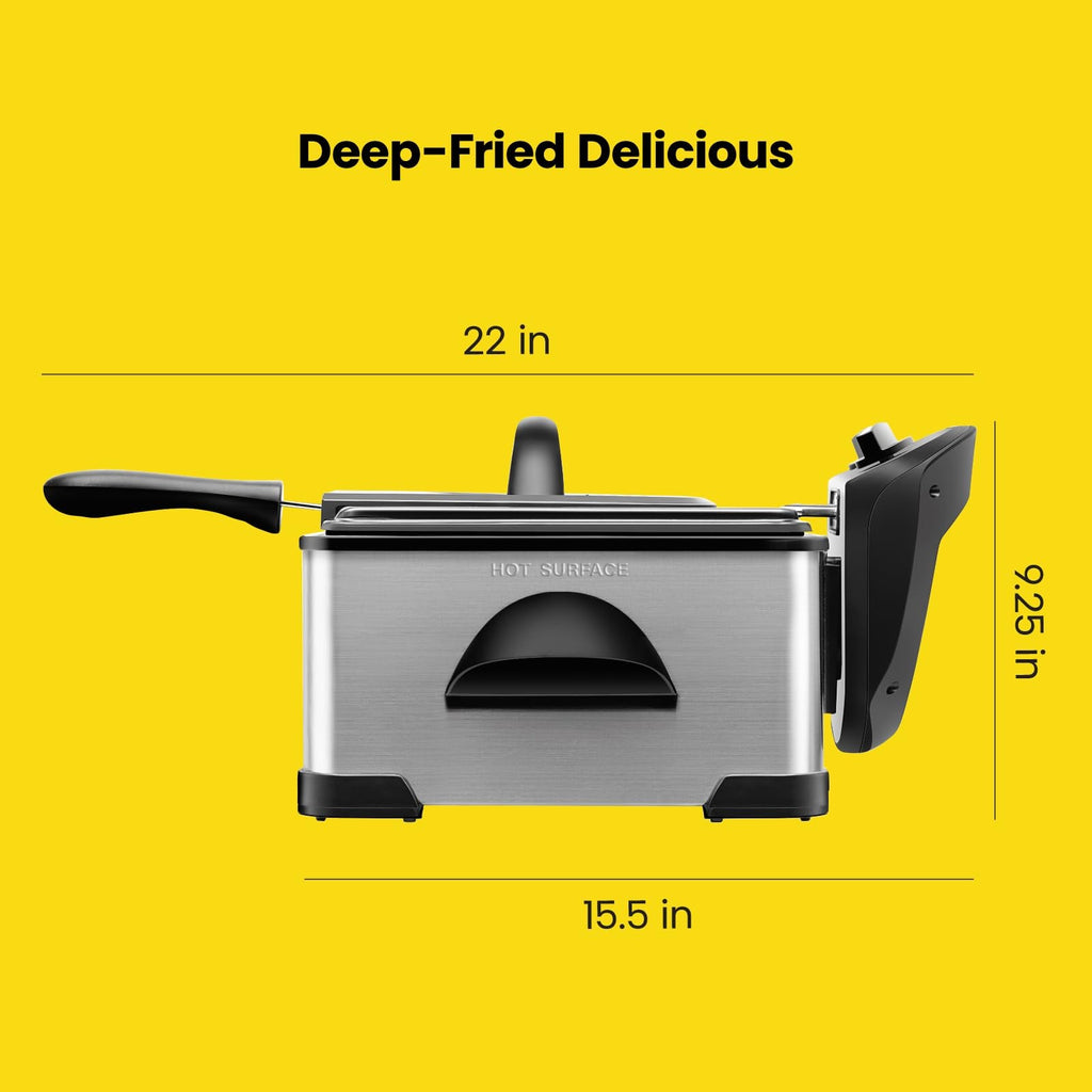 Deep Fryer XL 4.5L Stainless Steel Adjustable Temp Timer Family Cooking Kitchen