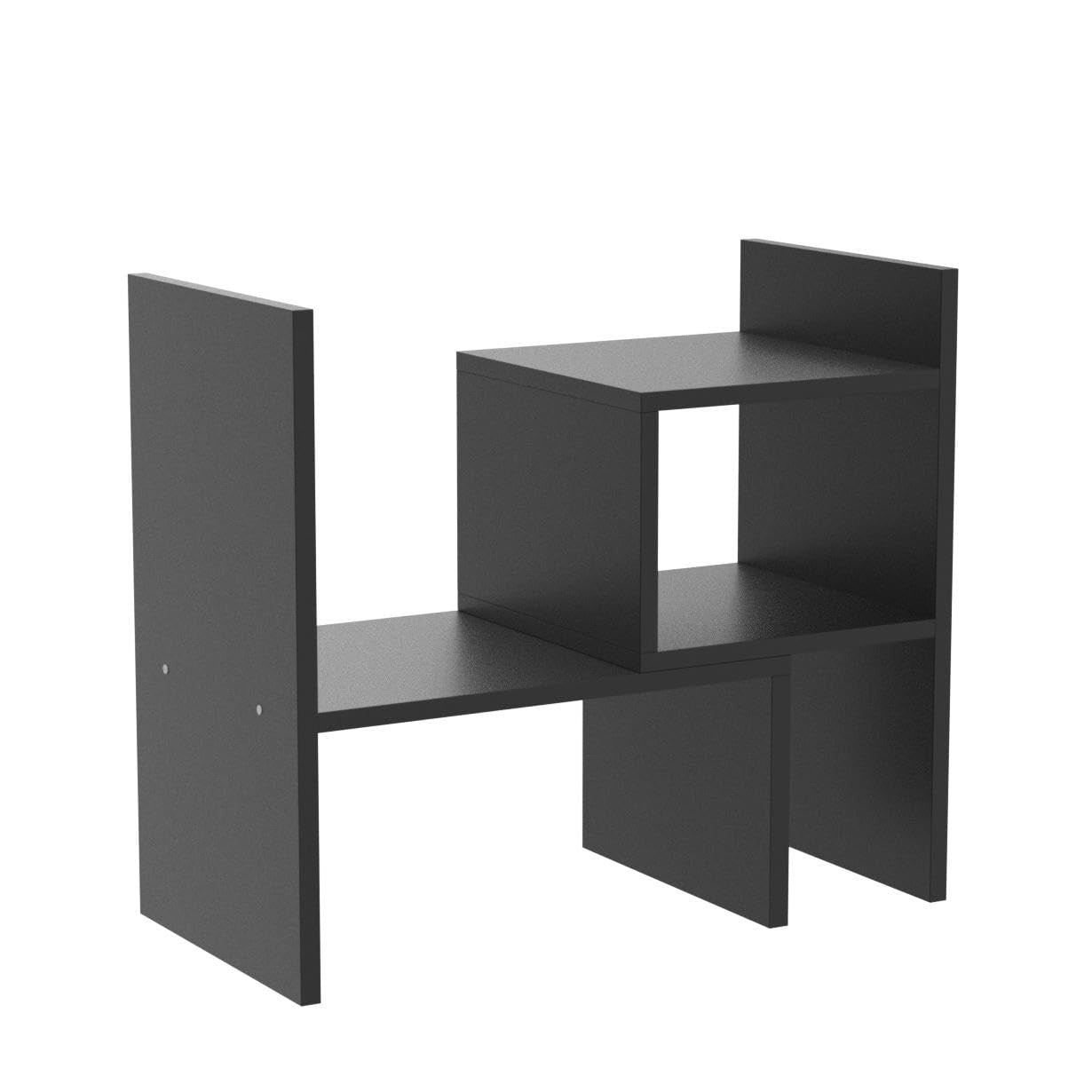 Adjustable Desktop Bookshelf Organizer MDF Desk Storage Shelf Black 24-60in